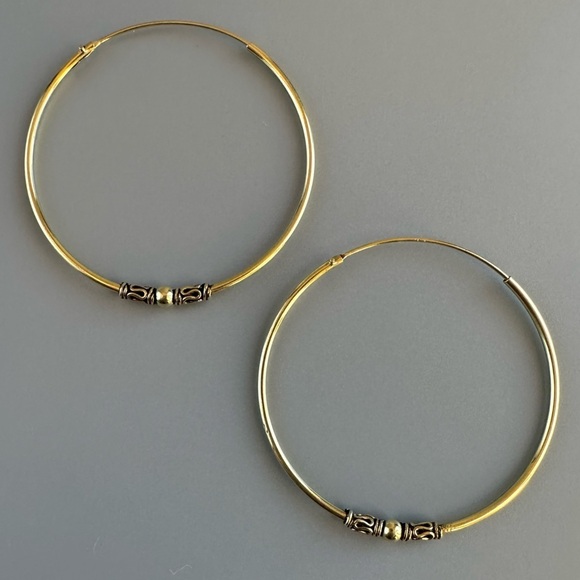 24k Gold Vermeil Large Hoop Earrings 40mm - Picture 4 of 8